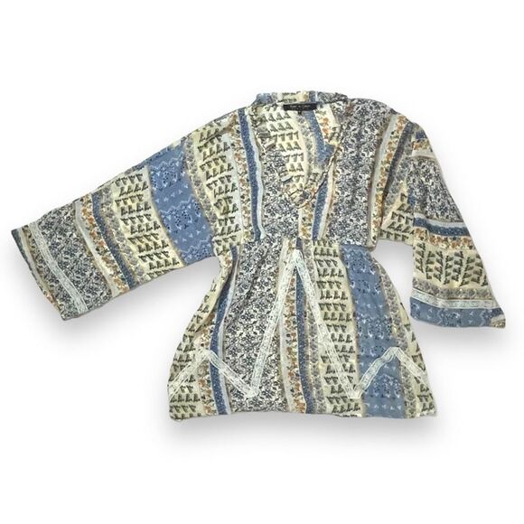 Violet & Claire Bohemian- Print Peasant Top Sz M - Picture 2 of 12
